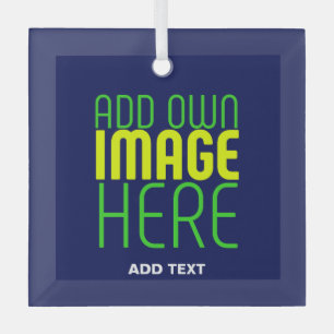 MODERN BEWERKBAAR SCHATTIGE NAVY BLAUW AFBEELDING  GLAS ORNAMENT