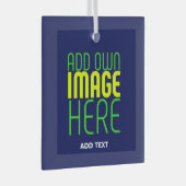 MODERN BEWERKBAAR SCHATTIGE NAVY BLAUW AFBEELDING  GLAS ORNAMENT (Voorkant Rechts)