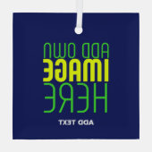 MODERN BEWERKBAAR SCHATTIGE NAVY BLAUW AFBEELDING  GLAS ORNAMENT (Achterkant)