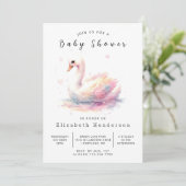 Modern bewerkbaar Swan-Baby shower Kaart (Staand voorkant)