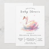 Modern bewerkbaar Swan-Baby shower Kaart (Voorkant / Achterkant)