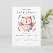 Modern bewerkbaar Uil Baby shower Kaart (Staand voorkant)