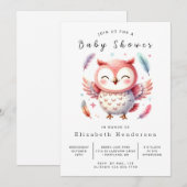 Modern bewerkbaar Uil Baby shower Kaart (Voorkant / Achterkant)