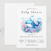 Modern bewerkbaar walvis Baby shower Kaart (Voorkant / Achterkant)