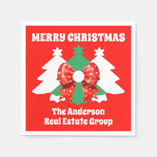 Modern bewerkbaar zakelijk kerstfeest servet (Voorkant)