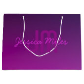 Modern bewerkbare monogramtekst & paarse ombre  groot cadeauzakje (Voorkant)