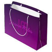 Modern bewerkbare monogramtekst & paarse ombre  groot cadeauzakje (Achterkant Gekanteld)