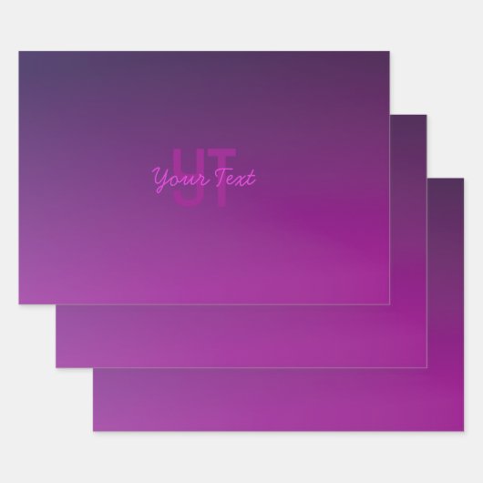 Modern bewerkbare monogramtekst & paarse ombre inpakpapier vel (Set)