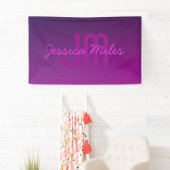 Modern bewerkbare monogramtekst & paarse ombre spandoek (Insitu)
