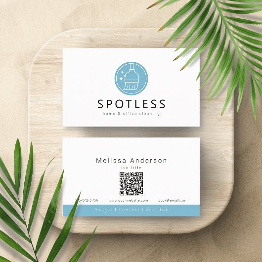 Modern Bezem Logo QR Code Schoonmaakdienst Dienstm Visitekaartje
