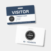 Modern bezoekerspas ID-badge blauw Badge (Voor- en achterkant)