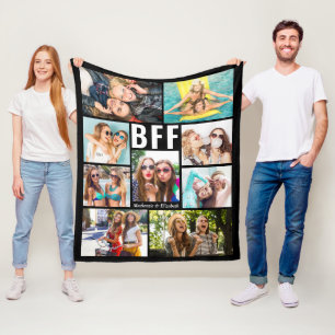 Modern BFF Best Friends Photo Collage Names Fleece Deken