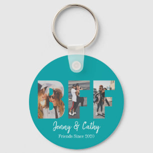Modern BFF Foto Best Friend Names Blauwgroen Green Sleutelhanger