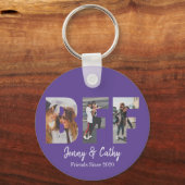 Modern BFF Foto Best Friend Names Paars Violet Sleutelhanger (Voorkant)