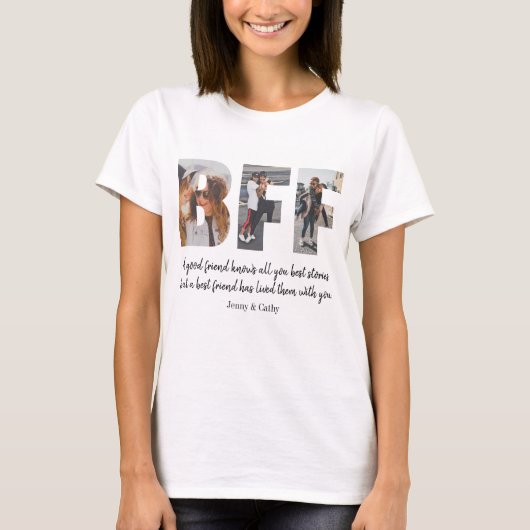 Modern BFF Photo Collage Friendship Besties Chic T-shirt (Voorkant)