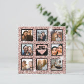Modern BFF Photo Collage Roos Gold Glitter Feestdagenkaart (Staand voorkant)
