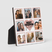 Modern BFF Photo Collage Roos Gold Heart Fotoplaat (Voorkant)