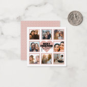 Modern BFF Photo Collage Roos Gold Heart Notitiekaartje (Voorkant / Achterkant in situ)