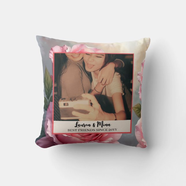 Modern BFF Photo Plaid Friendship Best Friend Kussen (Voorkant)