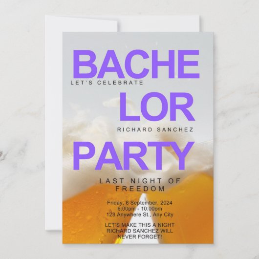 Modern bier geïnspireerd vrijgezellenfeest uitnodi kaart (Voorkant)