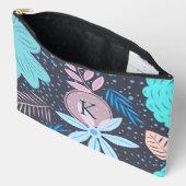 Modern Big Blue Flower Pattern roze Monogram Etui (Open)