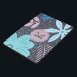 Modern Big Blue Flower Pattern roze Monogram iPad Pro Cover<br><div class="desc">Moderne en  florale vormgeving met roze monogram.</div>