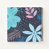 Modern Big Blue Flower Pattern roze Monogram Notitieboek (Achterkant)