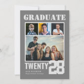 Modern Big Bold Script Trendy 5 Foto Afstuderen Kaart (Voorkant)