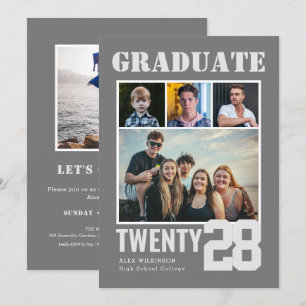 Modern Big Bold Script Trendy 5 Foto Afstuderen Kaart