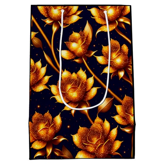 Modern Big Luxury Gold Roos Collectie Medium Cadeauzakje (Achterkant)