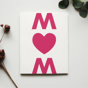 Modern Big MUM Rood Hart Wit Moederdag Kaart