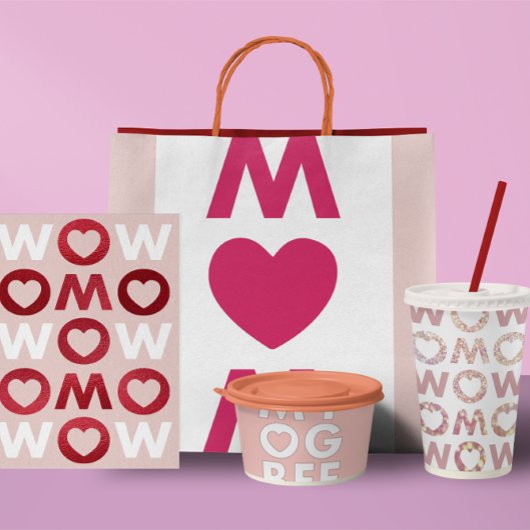 Modern Big MUM Rood Hart Wit Moederdag Kaart