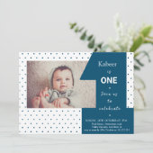 Modern Big One First Birthday Foto Kaart (Staand voorkant)