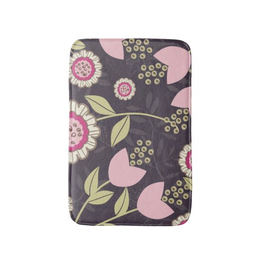 Modern Big Pink Floral Tulip Pattern Badmat (Voorkant Verticaal)