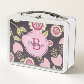 Modern Big Pink Floral Tulip Pattern Monogram (Voorkant)