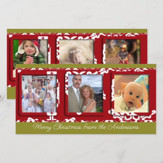 Modern Big Snowflake Lijst Holiday Foto Feestdagenkaart (Voorkant / Achterkant)