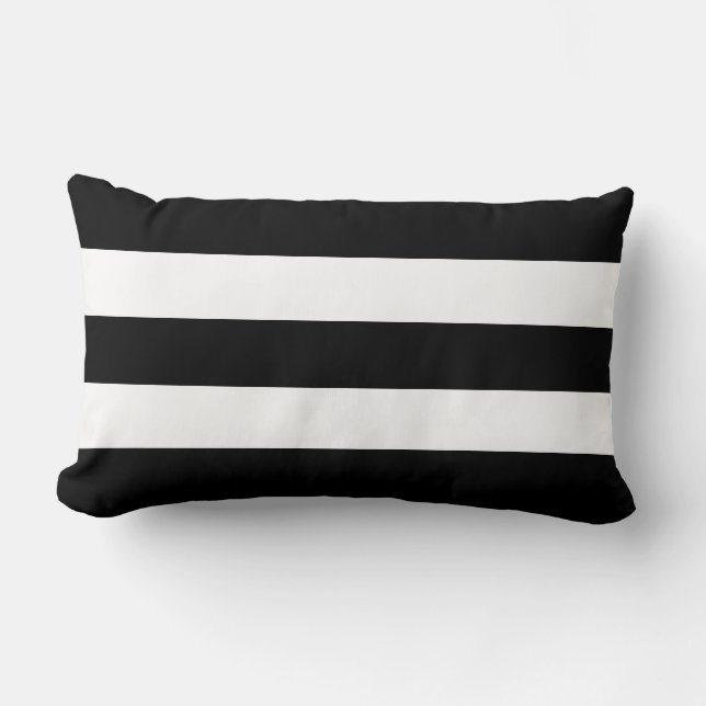 Modern Big White en Black Stripe Kussen (Voorkant)