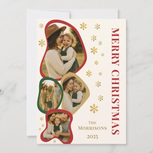 Modern biologisch Lijst Vrolijk kerstfotokaartje Feestdagenkaart (Voorkant)