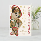 Modern biologisch Lijst Vrolijk kerstfotokaartje Feestdagenkaart (Staand voorkant)