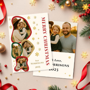 Modern biologisch Lijst Vrolijk kerstfotokaartje Feestdagenkaart