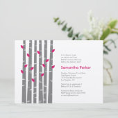 Modern Birch - Fuchsia Baby shower Invitation Kaart (Staand voorkant)