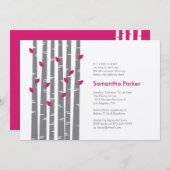 Modern Birch - Fuchsia Baby shower Invitation Kaart (Voorkant / Achterkant)