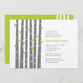 Modern Birch - Grass Baby shower Invitation Kaart (Voorkant / Achterkant)