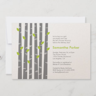 Modern Birch - Grass Baby shower Invitation Kaart