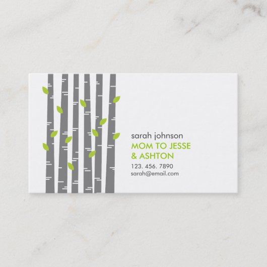 Modern Birch in Grass Mouse Calling Card Contactkaartje (Voorkant)
