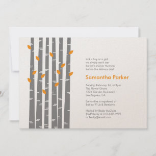 Modern Birch - Tangerine Baby shower Invitation Kaart