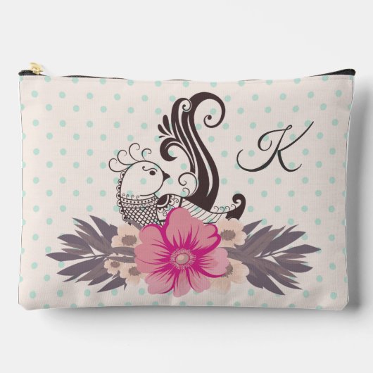 Modern Bird and Flora Dotty Monogrammed Etui (Voorkant)