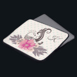 Modern Bird and Flora Dotty Monogrammed Laptop Sleeve<br><div class="desc">Moderne vogel- en bloemen kunst op pastelgestippelde achtergrond. Elegant monogram.</div>