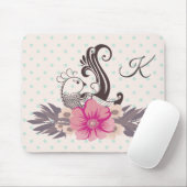 Modern Bird and Flora Dotty Monogrammed Muismat (Met muis)