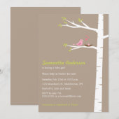 Modern Bird Baby shower Invitation - Girl Kaart (Voorkant / Achterkant)